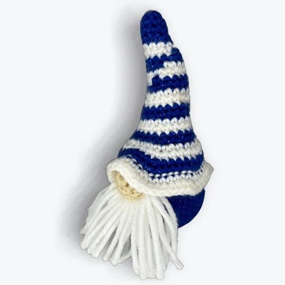Handmade Crochet Holiday Gnome Hanukkah Theme or Blue Christmas Theme - Picture 8 of 9